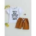 thumbnail image 2 of Coduop Baby Boys 2 Piece Outfit Set Letter Print Short Sleeve T-Shirt and Elastic Shorts Clothes, 2 of 8