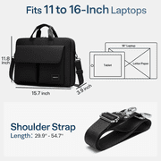 Aisboks 11-16''Laptop Shoulder Bag,15.6''Laptop Bag for Men & Women, Water-Resistant Computer Messenger Bag, Business Briefcase with Luggage Strap for Work Travel, Black