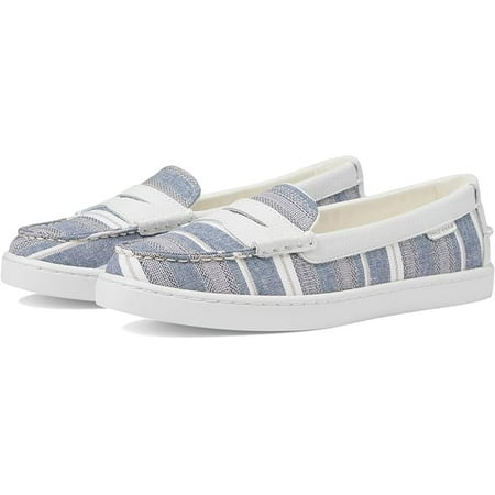 

Cole Haan Nantucket Blue/Ivory Stripe Canvas/White Slip On Rounded Toe Loafers (Blue/Ivory Stripe Canvas/White 8)