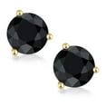 thumbnail image 2 of Gem Stone King 14K Yellow Gold Black Sapphire Martini Women Stud Earrings (2.30 Cttw, Gemstone September Birthstone, Round 6MM), 2 of 3