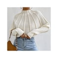 thumbnail image 4 of Suéteres de Punto con Mangas Murciélago y Cuello Alto para Mujer. Crema L, 4 of 7