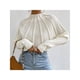 thumbnail image 4 of Suéteres de Punto con Mangas Murciélago y Cuello Alto para Mujer. Crema M, 4 of 7