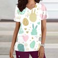 thumbnail image 6 of Otvok Women's V Neck Short Sleeve Easter Tops Cute Bunny Egg Print T-Shirts Loose Fit Lightweight Work Blouse Holiday Fashion Outfits, 6 of 6