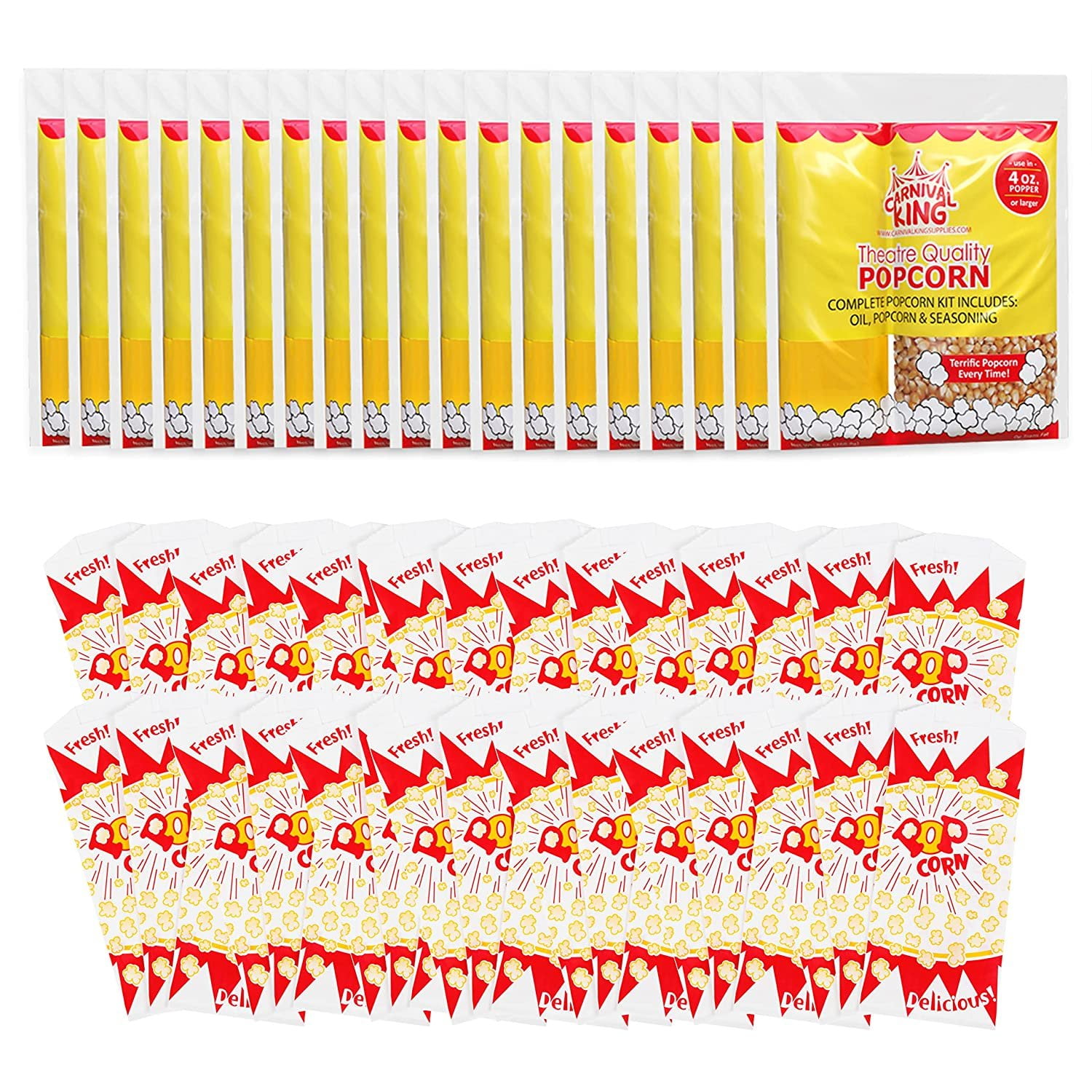 Popcorn Machine Supplies Set Refill, 40 Bags Of Popcorn Kernels Kit