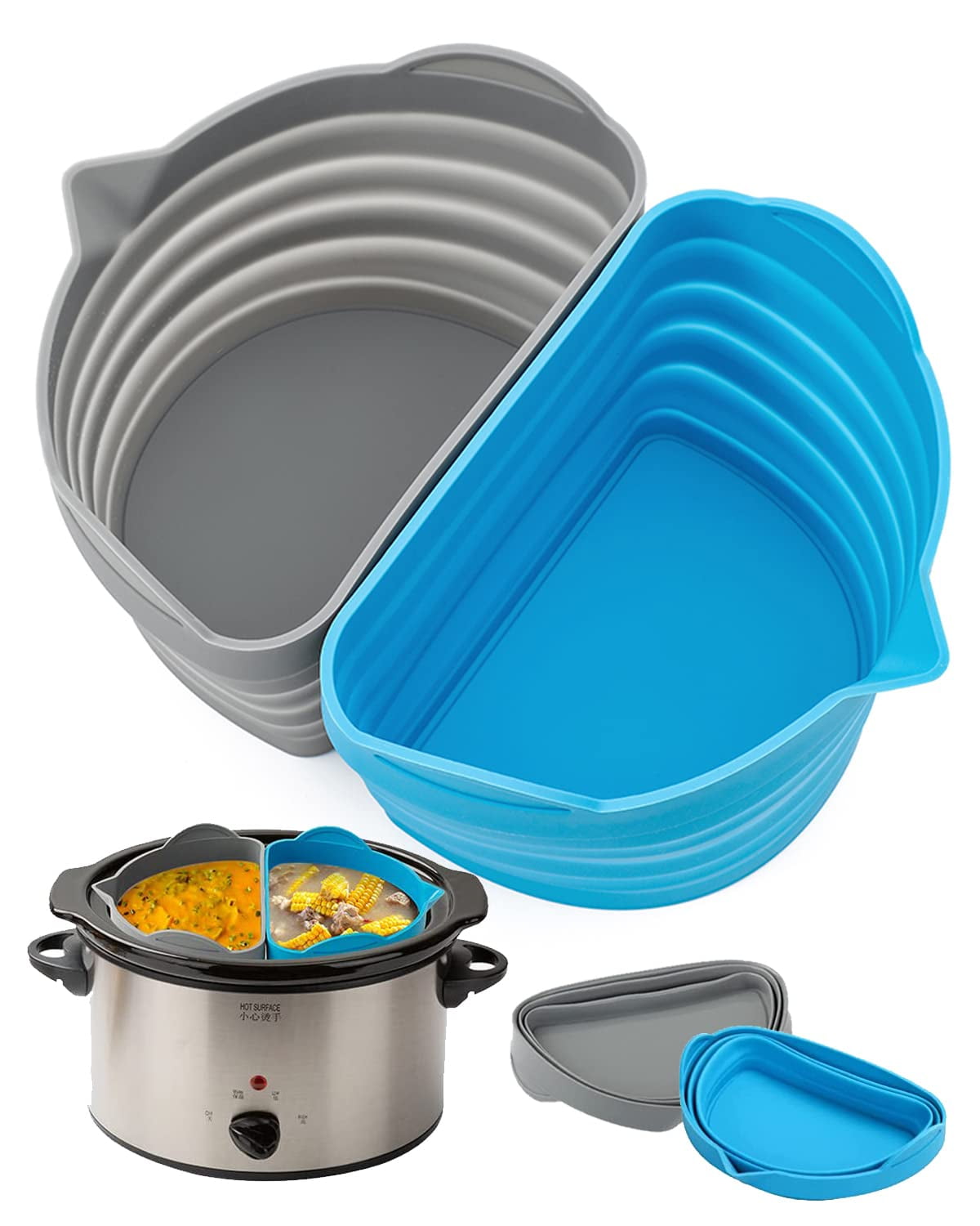 Fnyko 2 Packs Silicone Slow Cooker Divider Insert Perfect compatible