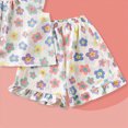 thumbnail image 4 of KPOPLK Toddler Girl Summer Outfit Baby Girl Smocked Ruffle Sleeve Shirt Top and Shorts Set 2 Piece Outfits Clothing for 6M-13T Size 9-10 Years,Blue, 4 of 5