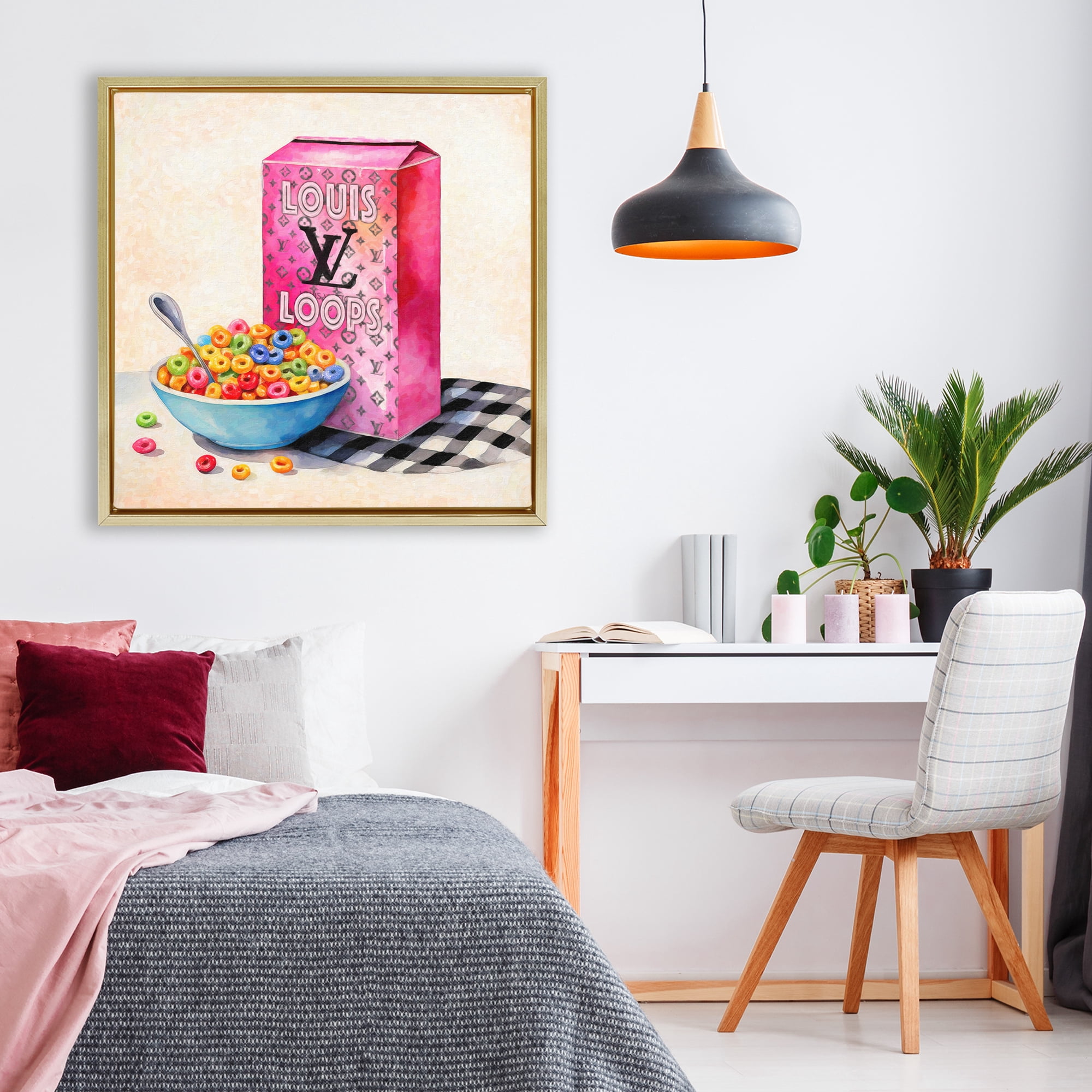 Stupell Industries Fashion Loops Cereal Gold Framed Floater Canvas Wall Art, design by Grotto Studios