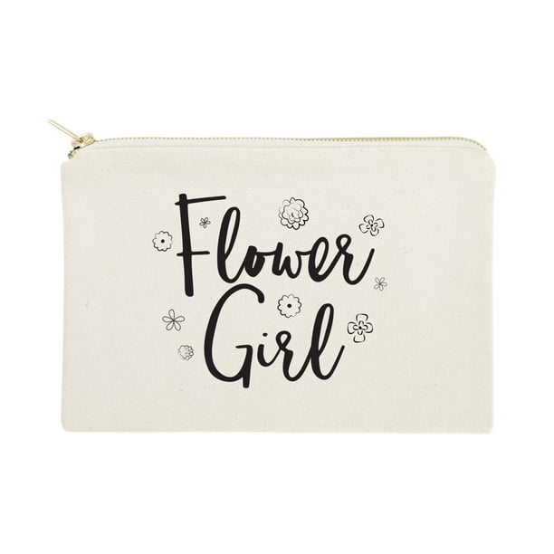 The Cotton Canvas Co Flower Girl Wedding Cosmetic Bag Bridal Party Gift And Travel Make Up Pouch Com The Cotton Canvas Co Flower Girl