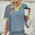 thumbnail image 4 of Ediodpoh Women's Casual Striped Batwing Sleeve T Shirt Soft Round Neck Summer Top for Home Outdoor Wear with Jeans Tshirts Shirts for Women Green S, 4 of 9