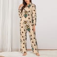 thumbnail image 2 of Pajama Sets for Women 2 Pcs, Cute Coffee Owls Button Down Long Sleeve Sleepwear Lounge PJ Sets, 2 of 6