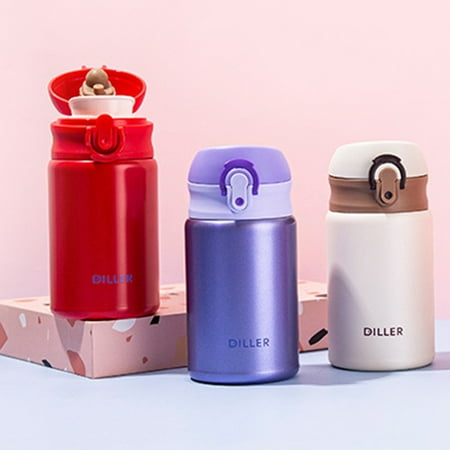

SPRING PARK 300ML Wide Mouth Flip Lid Water Bottle - Stainless Steel Reusable Mini Vacuum Insulated - with Leak Proof Flex Cap