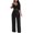 Black women's boho matching set a1, variant on Cagogo Women's 2 Piece Outfit V Neck Sleeveless Crop Top Wide Leg Pants Casual Summer Vacation Loose Solid Boho Matching Sets Airport Travel Clothes, Beige M