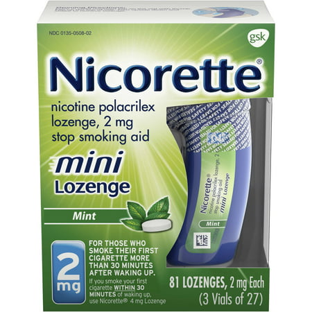 Nicorette Nicotine Mini Lozenge to Stop Smoking, 2mg, Mint Flavor, 81