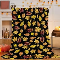 Antqov Fall Throw Blanket 39x28" Halloween Soft Warmer Fuzzy Pumpkin Leaves Blankets for Bed Couch Sofa Chair Living Room Supplies Thanksgiving Home Decoration for Women Men Gifts