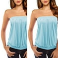 thumbnail image 2 of TRUBKH Tube Tops for Women Strapless Crop Tops Going Out Tops Bralettes for Women Solid Casual Wrapped Chest Loose Sleeveless Top Blouse Basic Tops for Woman Sky Blue Xl, 2 of 9