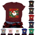 thumbnail image 4 of idosla Merry Christmas Shirts for Women Xmas Buffalo Plaid Tree Shirt Top Short Sleeve Casual Graphic Print T Shirt (Blue, M), 4 of 9