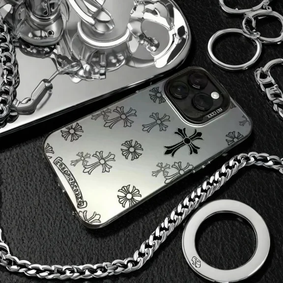 CaseCaca Fashion Cell Phone Case for iPhone 15 Pro Max, Moonlight Silver Cross