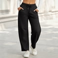 thumbnail image 4 of Barrel Sweatpants for Womens Loose Wide Leg High Waisted Sweat Pants Casual Lounge Sport Pants with Pockets Black L, 4 of 9