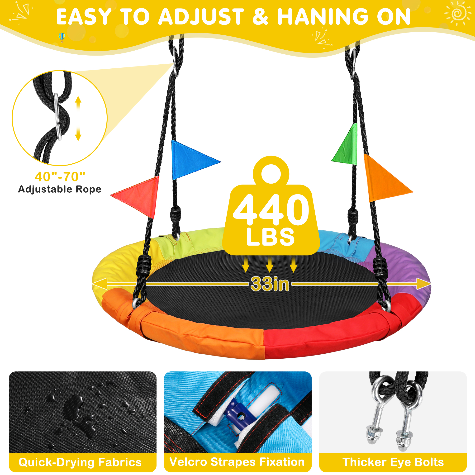 GIKPAL 10ft Climbing Dome with Hammock and Swing photo 5
