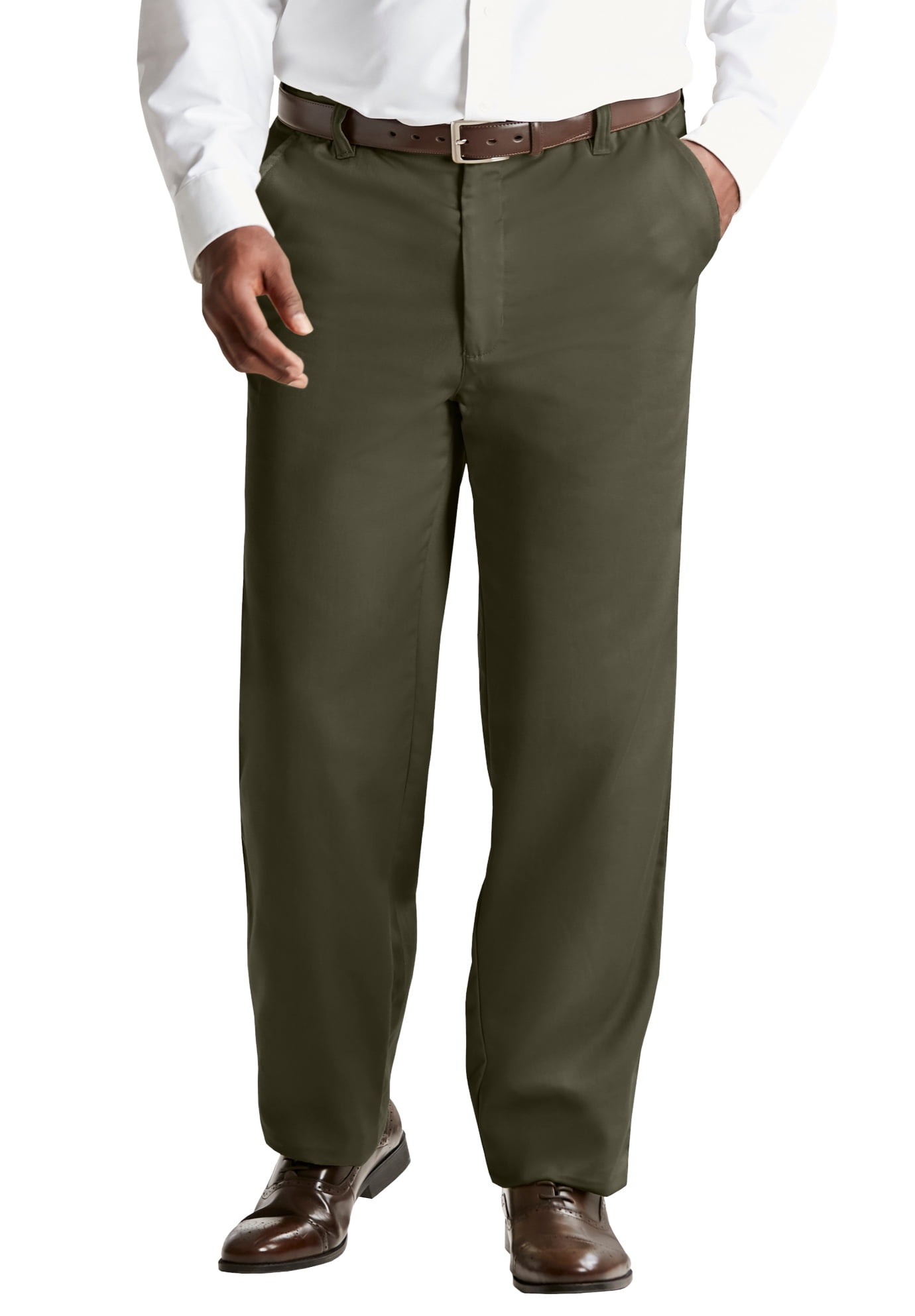 HAGGAR Mens Black Adjustable Waist, Classic Fit Pants 44 X 32