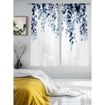 thumbnail image 4 of Sheer Curtains 63 Inches Long, Blue Eucalyptus Light Filtering Window Curtains for Living Room/Bedroom, Weeping Botanical Leaf Watercolor Rod Pocket Voile Sheer Curtain Drapes, 52"W x 63"L, 2 Panels, 4 of 8