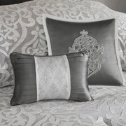 Bedding Sets 8 Piece Jacquard Comforter Set Silver/Silver King,Bed Sets