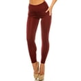 thumbnail image 2 of Solid Burgundy Contour Seam High Waisted Sport Leggings with Pockets Burgundy S/M, 2 of 2