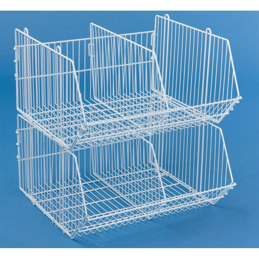 Stackable Wire Dump Bins for Floor, Includes 2 Removable Dividers for
