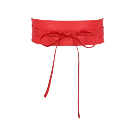 INSPIRE CHIC Women's Faux Leather Obi Wrap Around Belt for Evening Dress Red One Size