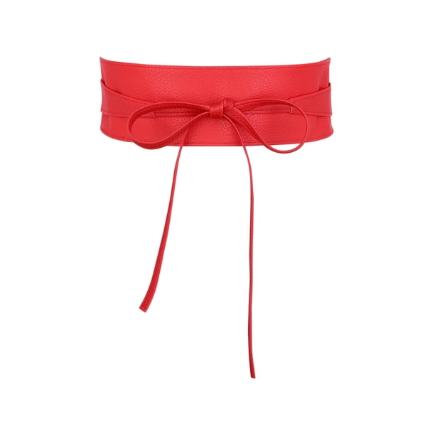 Cinturón envolvente de obi de cuero sintético para mujer Inspire Chic para vestido de noche rojo, talla única