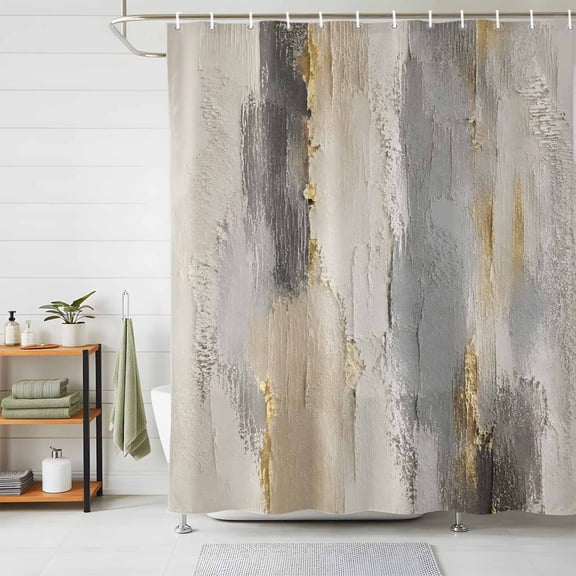 Tan Grey Abstract Shower Curtains for Bathroom, Vintage Gradient Graffiti Modern Art Waterproof Fabric Shower Curtain, Decorative Bathroom Curtain for Bathtub, 72"x72", No Hooks Included