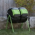 thumbnail image 2 of FCMP Outdoor HOTFROG 37-Gallon Dual Chamber Tumbling Composter Rotating Garden Compost Bin, Black/Green, 2 of 10