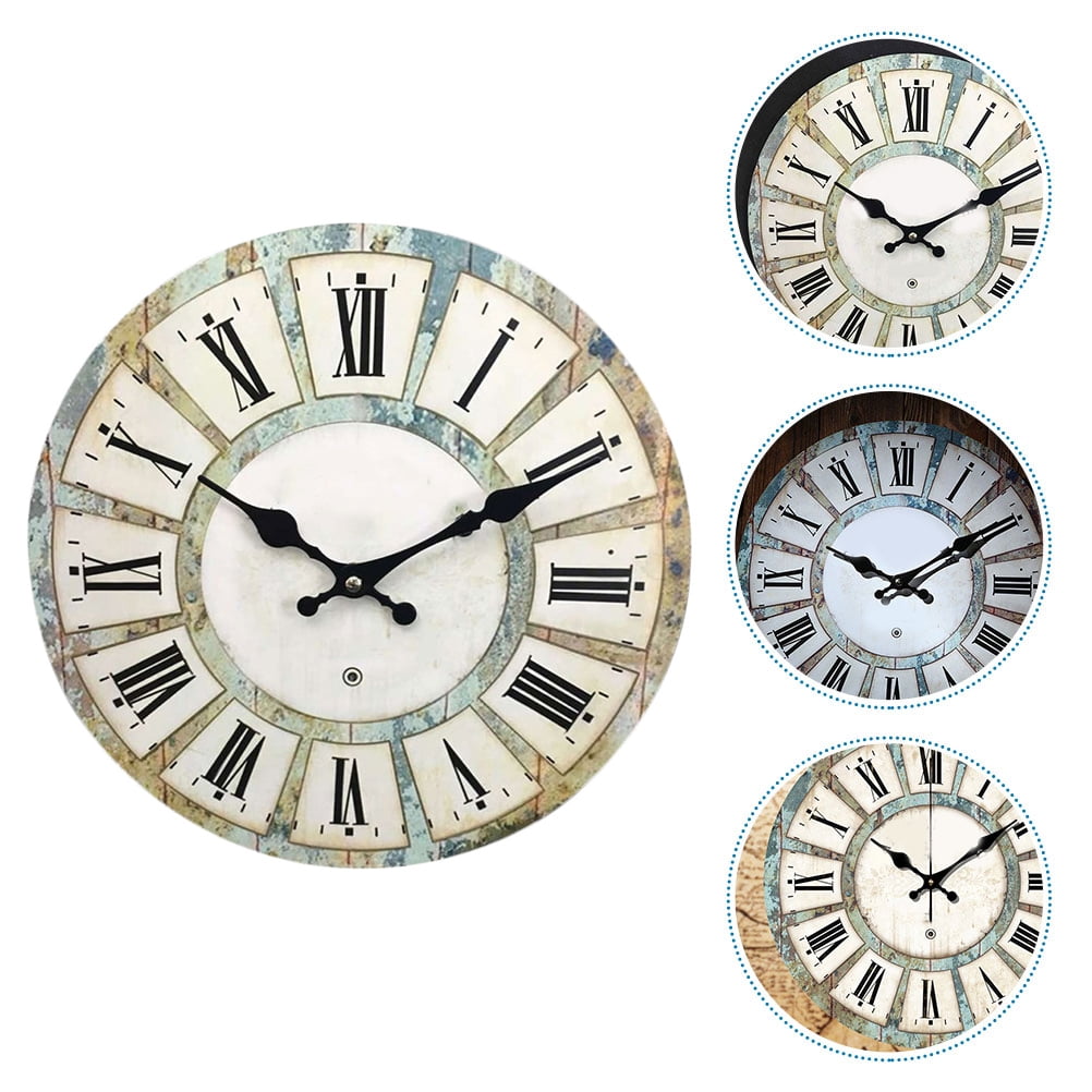 LIFKOME Vintage Wall Clock Wooden Mdf Roman Style Hanging Clock Practical Home Wall Decor