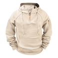 thumbnail image 2 of Men's Knitted Jacquard Hoodie Sweatshirt with Large Pocket Long Sleeve Crewneck Quarter Zip Raglan Top, 2 of 4