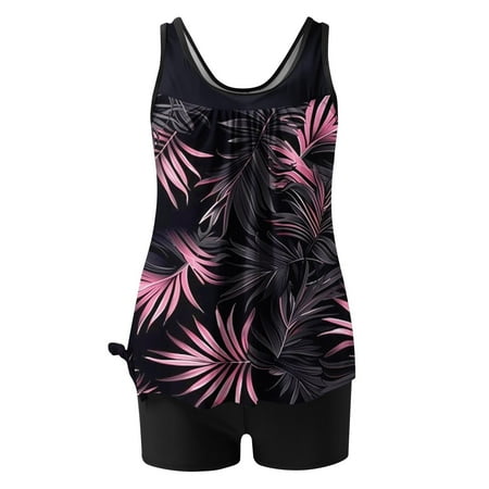 IDALL Tankini Swimsuits for Women Plus Size Swimsuit Tankini Bathing Suits Tankini Swimsuits Two Piece Graphic Swim Tank Top With Boyshorts Women S Swimwear Two Piece Swimsuit Dark Blue M