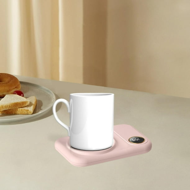 Calentador de café, calentador de tazas, apagado automático, portátil, temperatura ajustable, calentador de bebidas eléctrico, placa para dormitorio, rosa