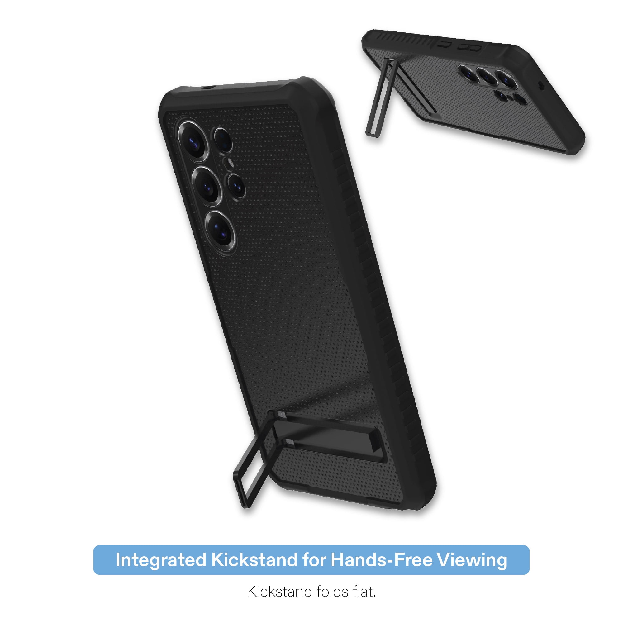 onn Rugged Phone Case with Kickstand for Samsung Galaxy S25 Ultra - Black