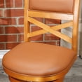 thumbnail image 3 of Swivel Bar Stool, 24" Counter Height Bar Chair with Leather Seat and X-Back, Upholstered Dining Chair with Metal Footrest for Bar Kitchen Island, Support 330 LBS, Natural+Saddle, 3 of 4