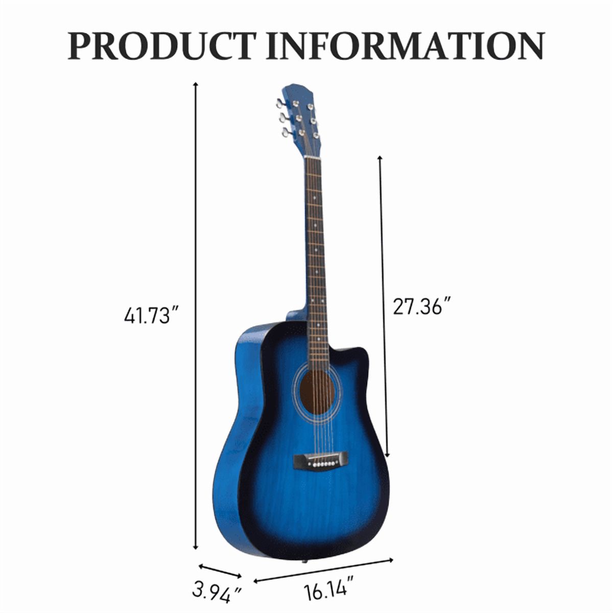 41in Dreadnought Barrel-shaped Cutaway Acoustic Guitar, Blue