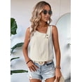 thumbnail image 5 of Women'S Button Asymmetrical V Neck Striped Print Blouses Casual Sleeveless Tank Top Summer Shirt Tops Apricot S, 5 of 10