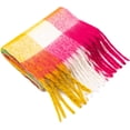 thumbnail image 2 of Large Chunky Plaid Scarf Coloured Checked Oversized Scarf Tassel Soft Fall Winter Thick Warm Shawl Women, 2 of 4
