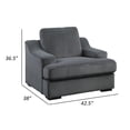 thumbnail image 5 of Fino 38 Inch Accent Chair, Gray Microfiber, Espresso Brown Solid Wood Legs, 5 of 6