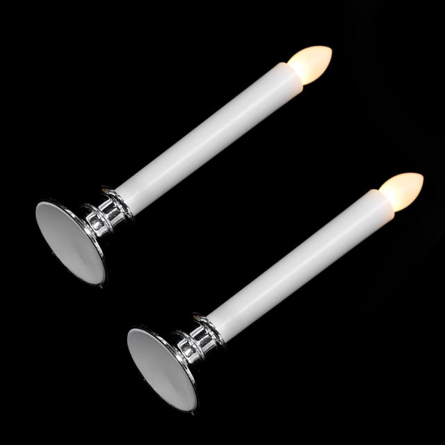 GOOHOCHY 2Set Flickering Led Pillar Candles Silver Led And PP Decorative Items For Wedding Parties