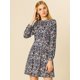 thumbnail image 2 of Vestido Acampanado Allegra K Leopardo Plisado Mujer Azul Marino L, 2 of 6