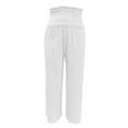thumbnail image 7 of Womens Plus Size Pants High Waisted Wide Leg Trousers Loose Spring Fall Comfortable Stretchy Petite Casual Pants for Women White XL, 7 of 7