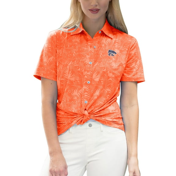 Women's Orange Kansas State Wildcats Vansport Pro Maui Button-Up Shirt