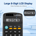 thumbnail image 6 of Mini 8-Digit Calculator, Solar and Battery Powered Pocket Size Basic Calculator for School, Office and Home, Black, 6 of 8