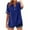 Blue, variant on Women's Short Sleeve Shirts Button Down Cotton Linen Tops Spring Summer V Neck T-Shirt Casual Loose Fit Blouses