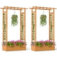 thumbnail image 1 of Costway 2 PCS 70" Wooden Raised Garden Bed with Lattice Trellis Hanging Roof Open-Ended Base, 1 of 9