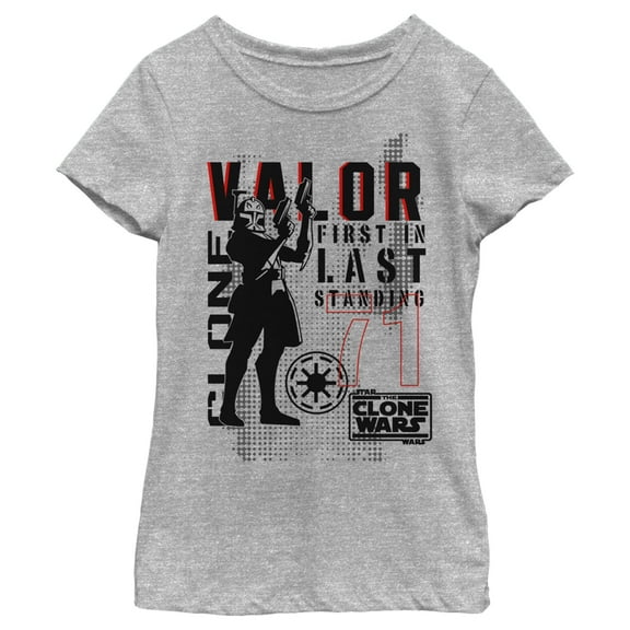 Girl's Star Wars: The Clone Wars Valor First In Last Standing  Graphic Tee Athletic Heather Small
